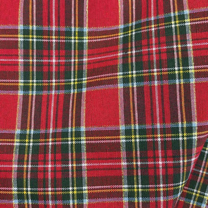 Tessuto Tartan Scozzese Rosso a Motivo Piccolo Dorato